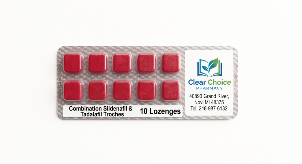 Clear Choice Pharmacy combination Sildenafil and Tadalafil troches blister pack